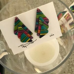 PUCCI print fabric earrings that are hand made earrings I call EarHuggers